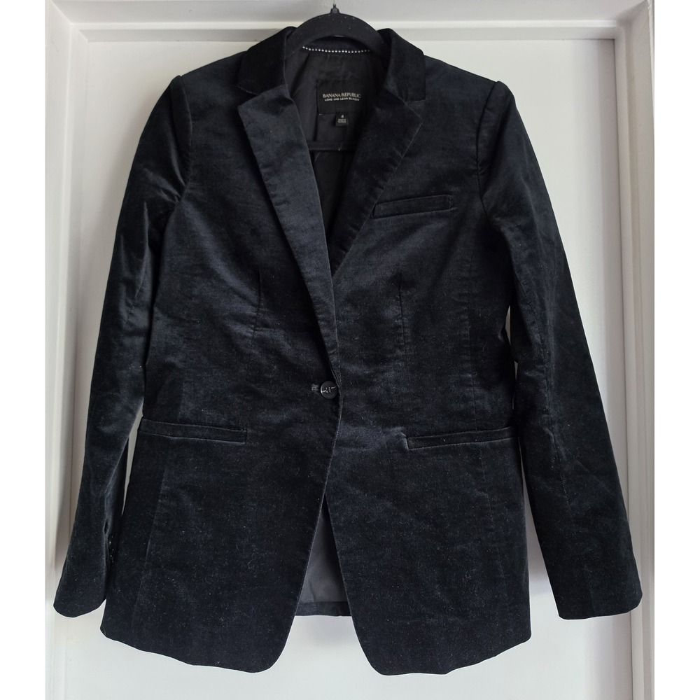 Banana Republic Blazer Size 4 Black Solid Formal Long Sleeve Jacket Coat